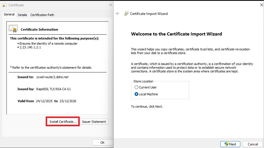 Certificate Install