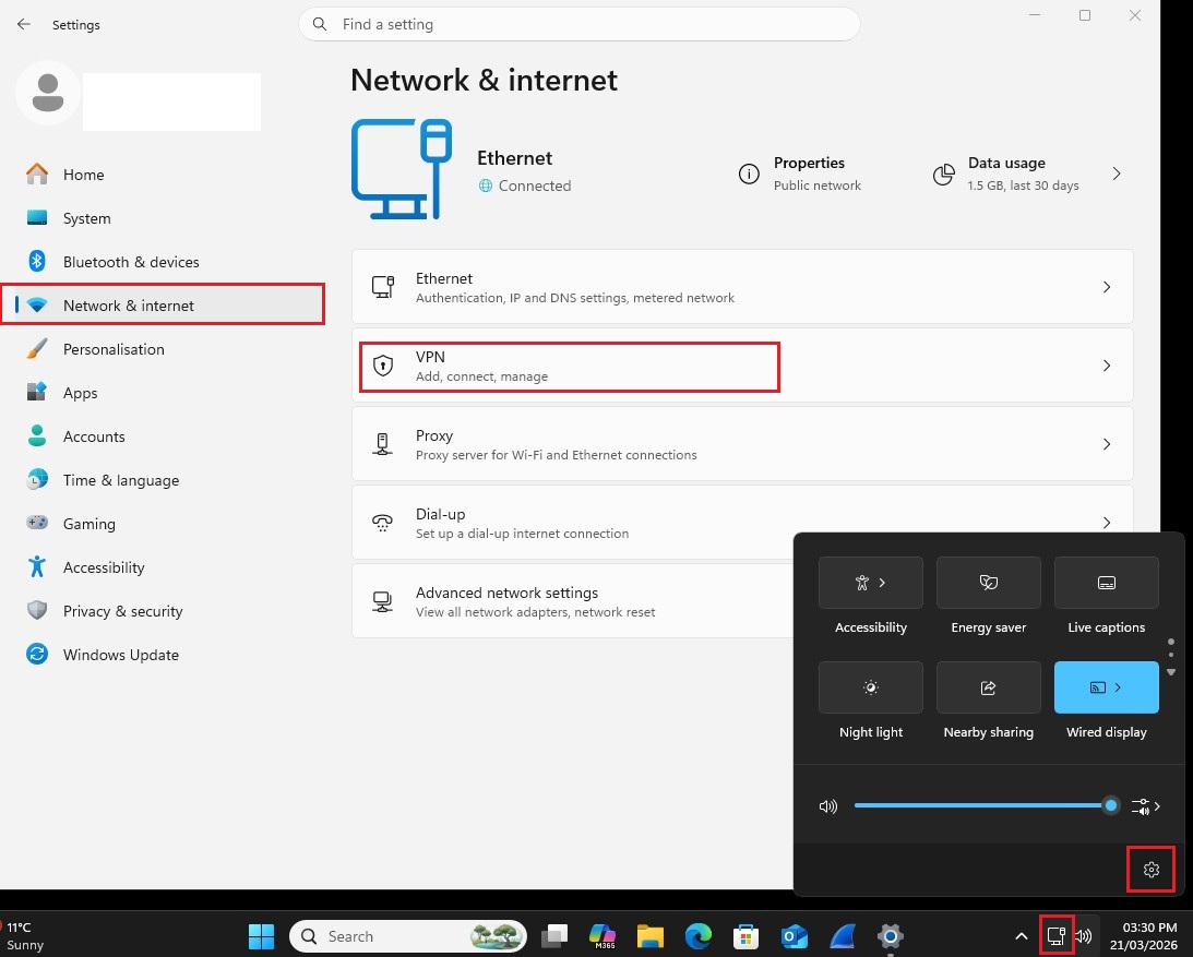 Windows VPN Settings